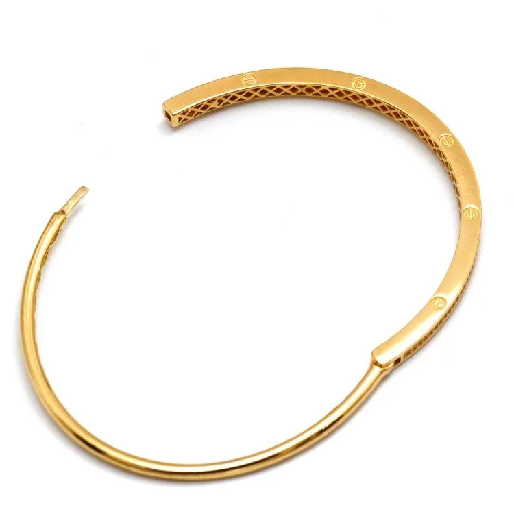 Real Gold GZCR Embossed Stone Screw Bangle 0342 (SIZE 15) BA1449