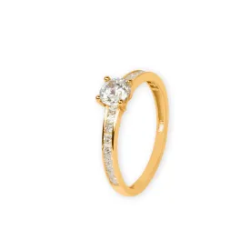 Real Gold Luxury Covered Solitaire Stone Ring 0232 (Size 9) R2203