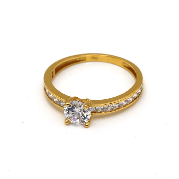 Real Gold Luxury Covered Solitaire Stone Ring 0232 (Size 9) R2203