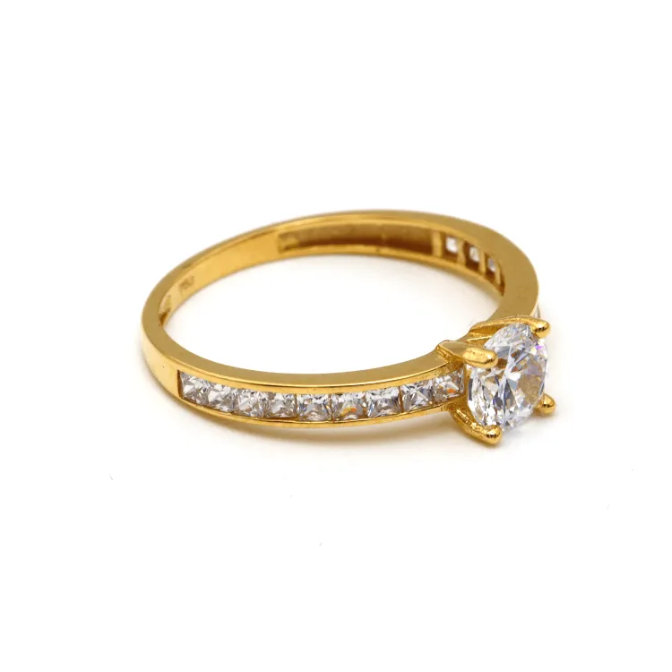 Real Gold Luxury Covered Solitaire Stone Ring 0232 (Size 9) R2203