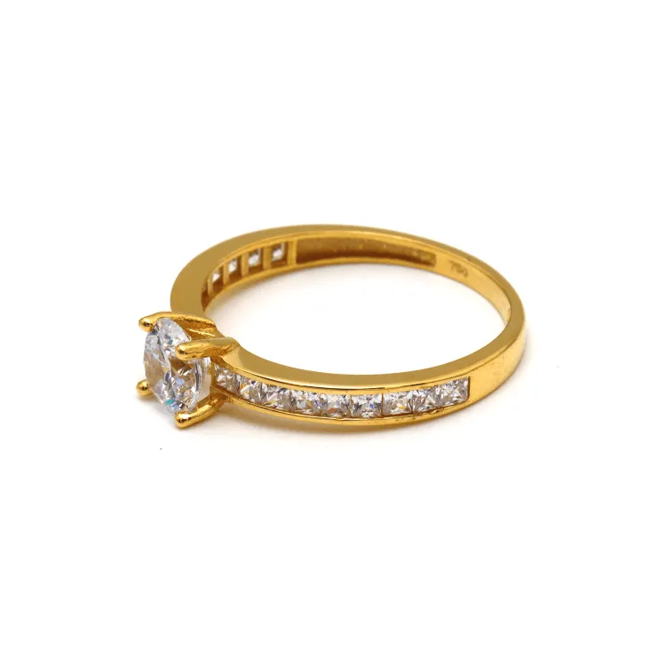 Real Gold Luxury Covered Solitaire Stone Ring 0232 (Size 9) R2203