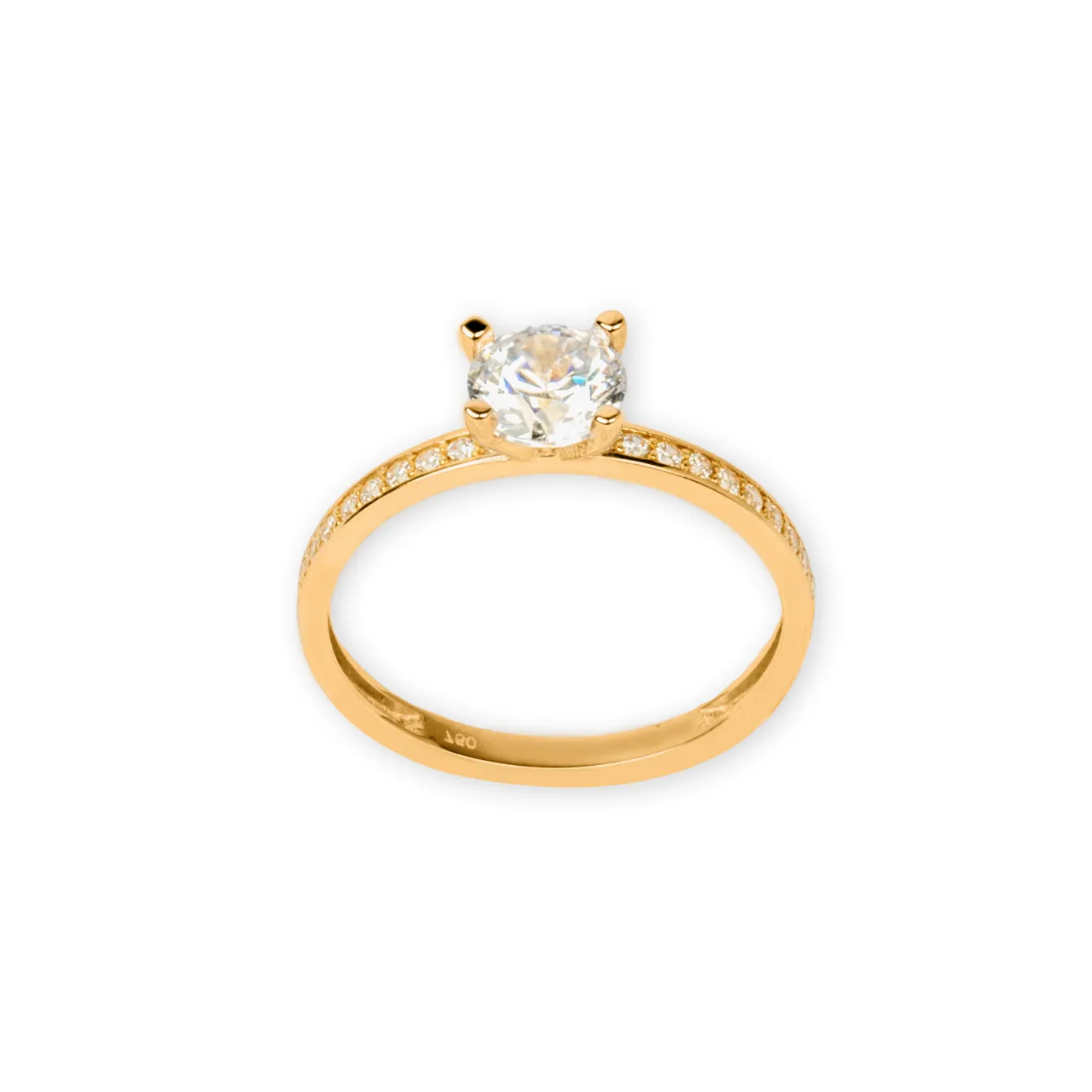 Real Gold Luxury Covered Solitaire Stone Ring 0232 (Size 9) R2203