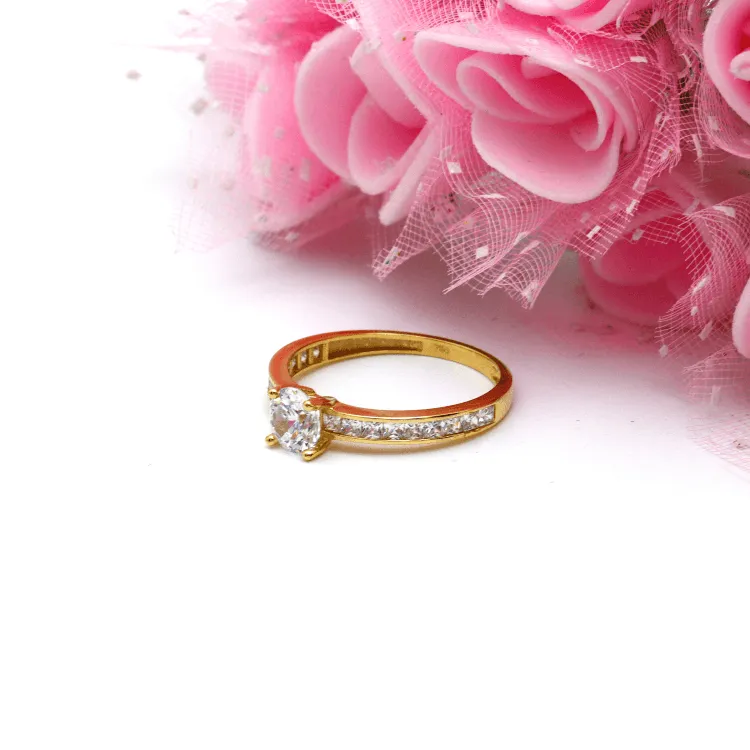 Real Gold Luxury Covered Solitaire Stone Ring 0232 (Size 9) R2203