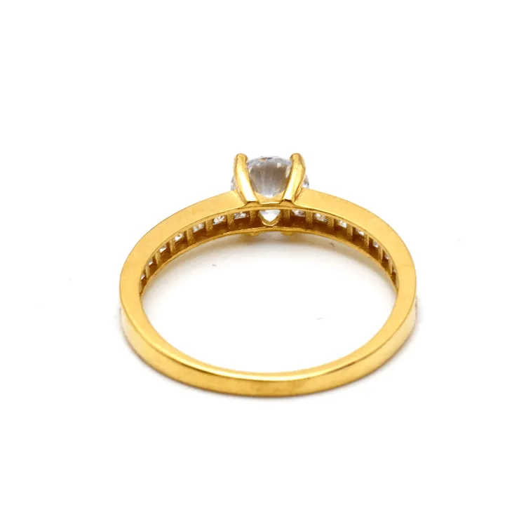 Real Gold Luxury Covered Solitaire Stone Ring 0232 (Size 9) R2203