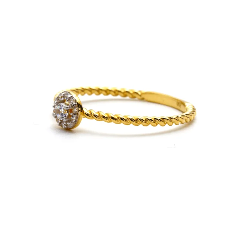 Real Gold Rope Twisted Luxury Stone Ring 0377 (SIZE 4.5) R2338