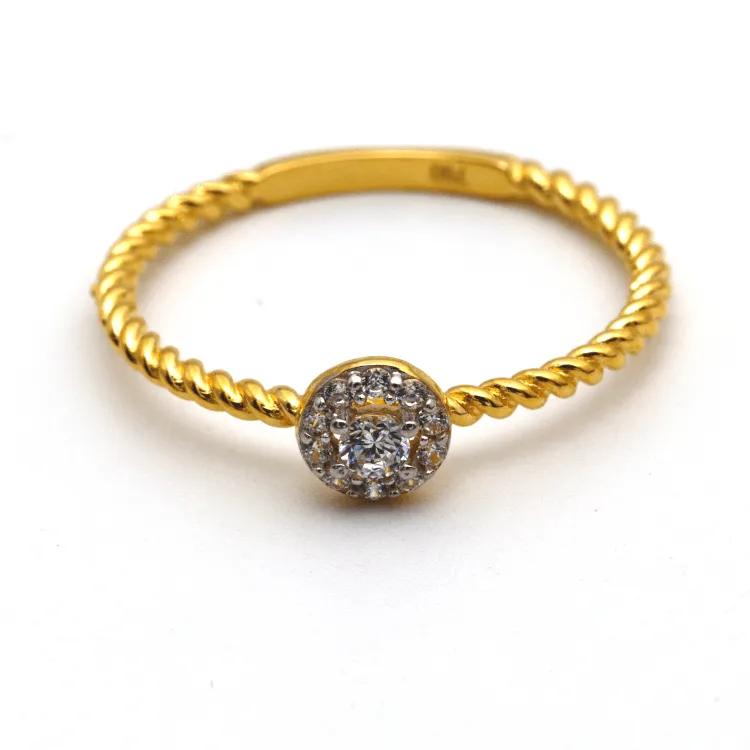 Real Gold Rope Twisted Luxury Stone Ring 0377 (SIZE 4.5) R2338