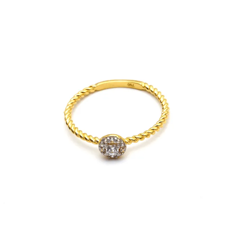 Real Gold Rope Twisted Luxury Stone Ring 0377 (SIZE 4.5) R2338