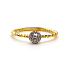 Real Gold Rope Twisted Luxury Stone Ring 0377 (SIZE 4.5) R2338