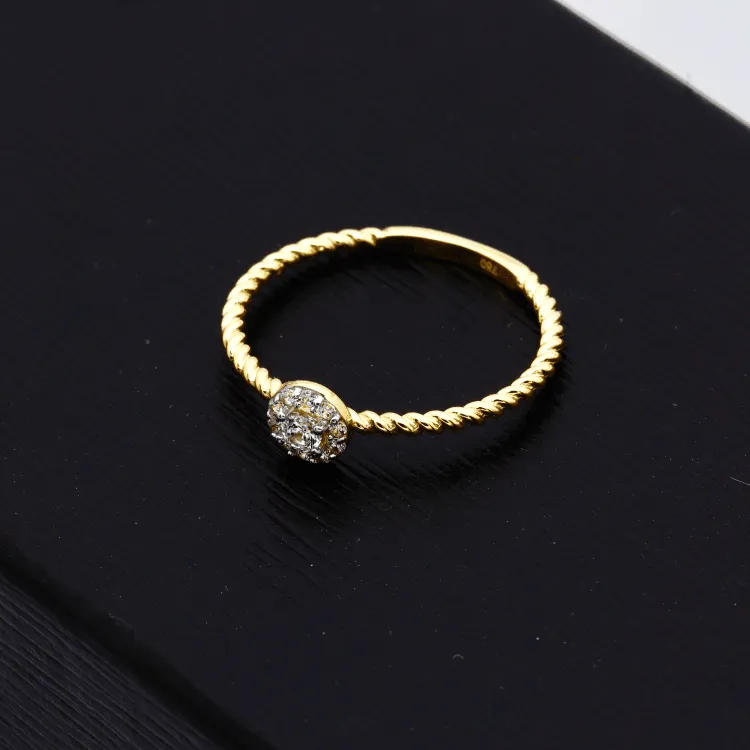 Real Gold Rope Twisted Luxury Stone Ring 0377 (SIZE 4.5) R2338