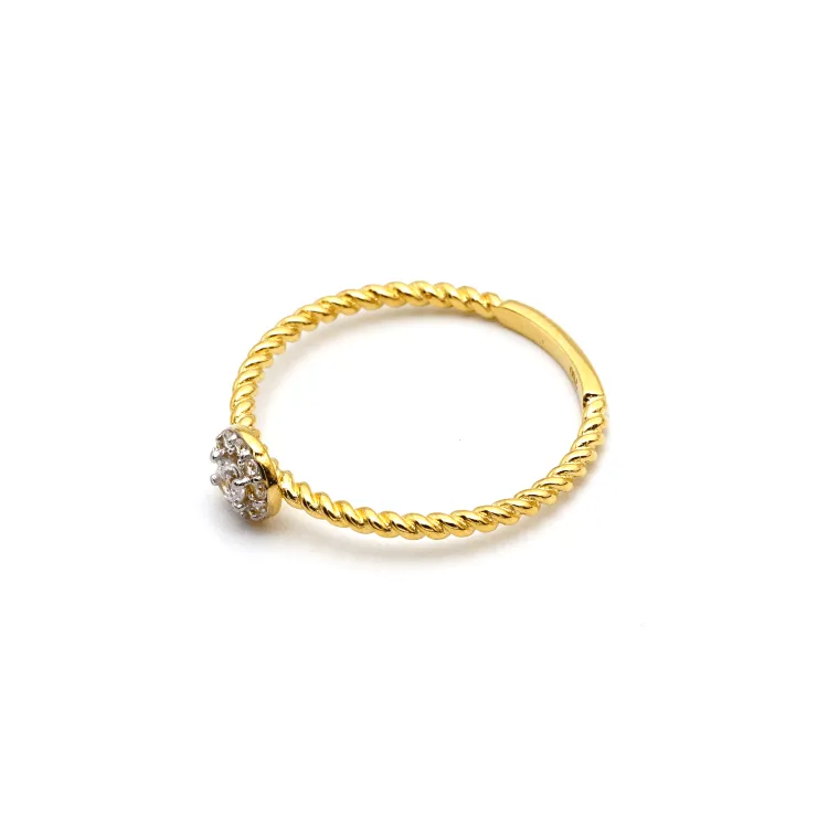 Real Gold Rope Twisted Luxury Stone Ring 0377 (SIZE 4.5) R2338