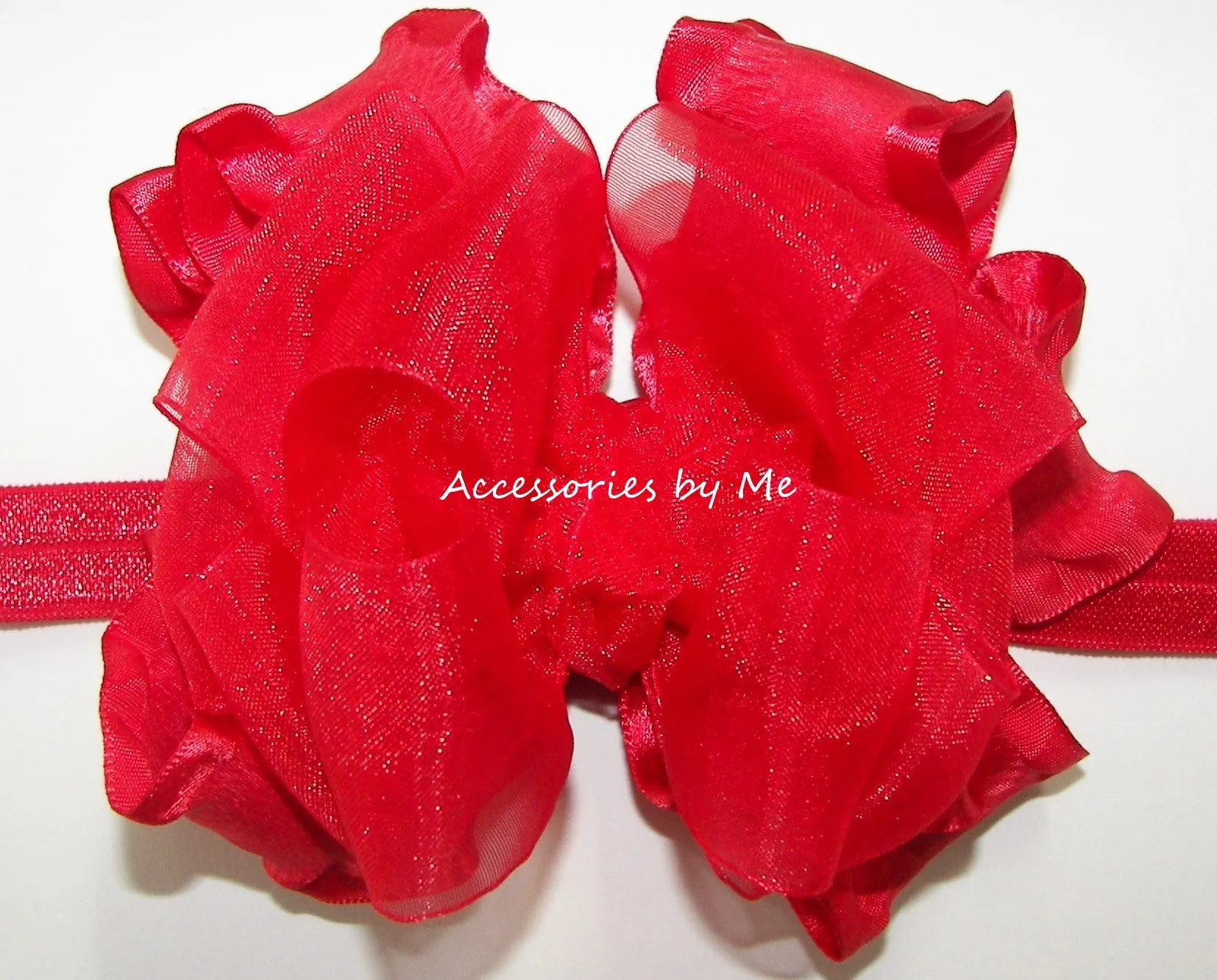 Red Organza Ruffle Bow Socks