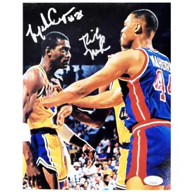 Ricky Mahorn Michael Cooper Signed Pose 3 Basketball 8x10 Photo (JSA)