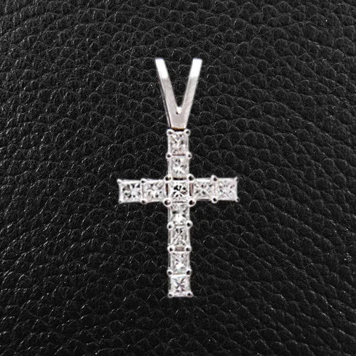 Square Diamond Cross Pendant