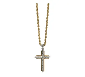 Two-Toned Diamond Cross Pendant