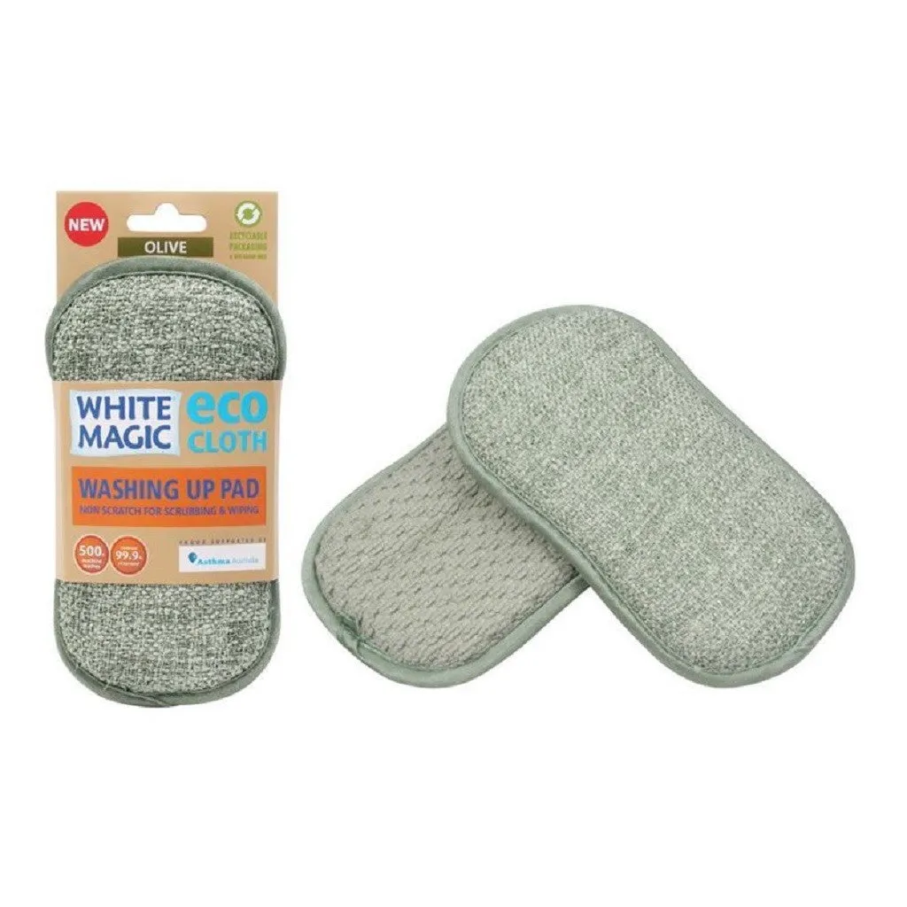 White Magic Eco Cloth Washing Up Pad - Olive