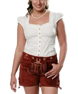 Women Lederhosen Short Pants Cherry Red